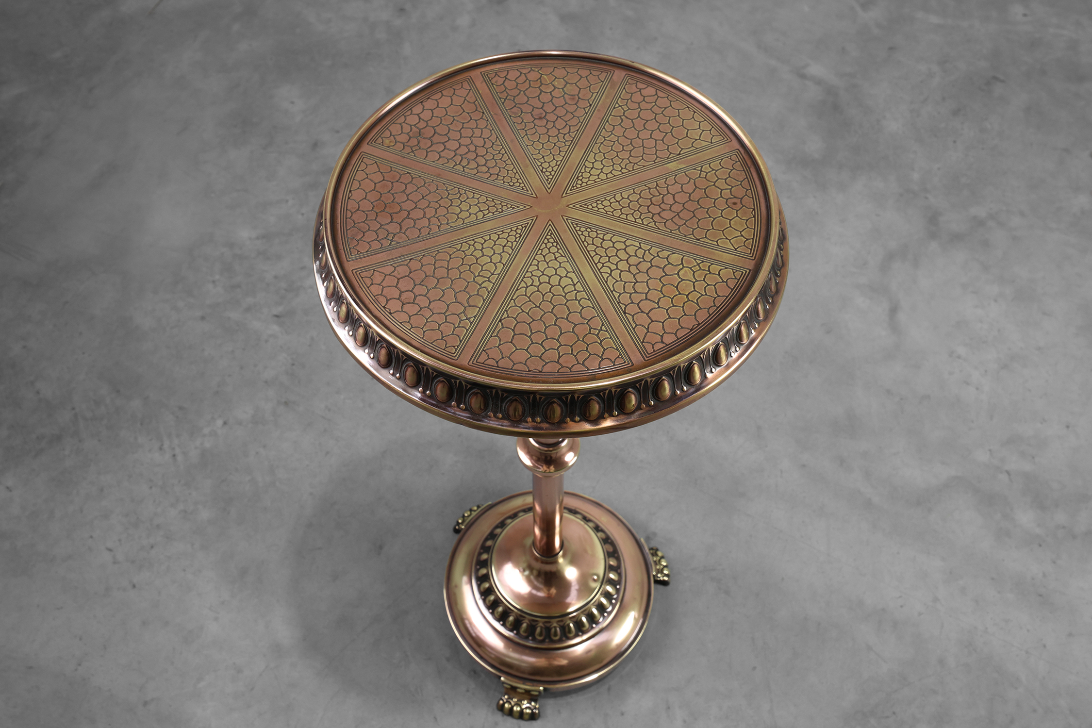 Art Deco Side Table by Daalderop in Red and Yellow Copper, The Netherlands 1900sthumbnail